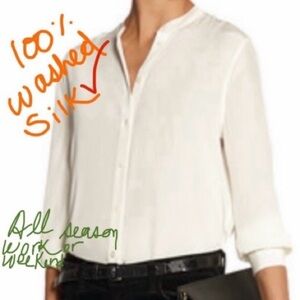 Equipment - Henri Collarless Blouse - Off-White Washed Silk Size S NET-A-PORTER